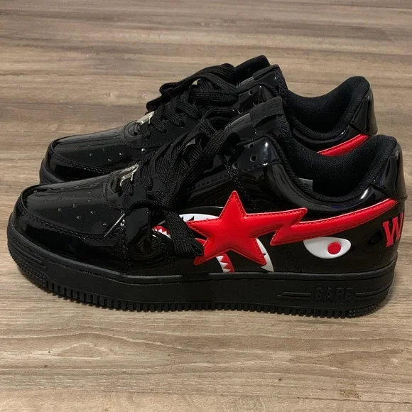 Bape Black and Red Men's Sneakers